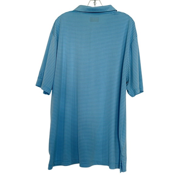 PGA Tour Blue Striped Men's Short Sleeve Golf Polo Button Collar Shirt XXL - Picture 3 of 5